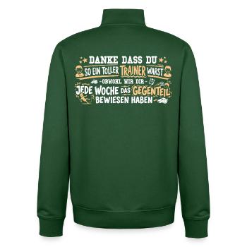 Bester Trainer Danke – Abschiedsgeschenk Verein - Unisex Organic Zip Sweatshirt von Stanley/Stella - Flaschengrün - Hinten - AI Model Male 185 dark (185cm)