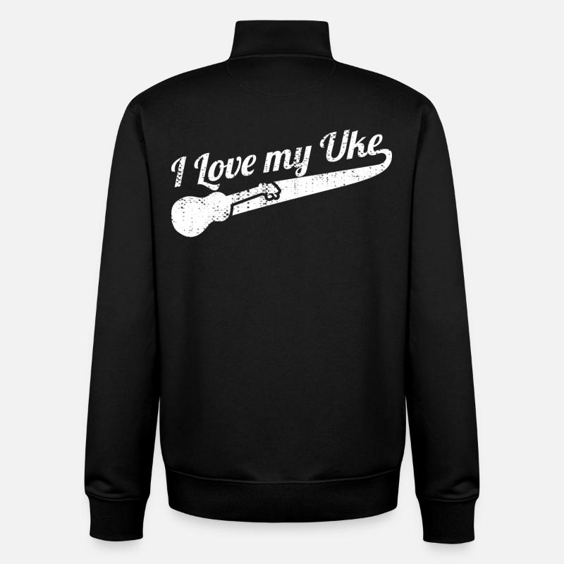 J’aime mon Uke - Sweat zippé unisexe en coton bio Stanley/Stella - noir
