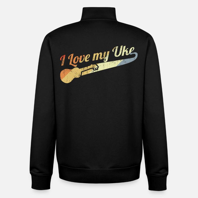 J’aime mon uke - Sweat zippé unisexe en coton bio Stanley/Stella - noir