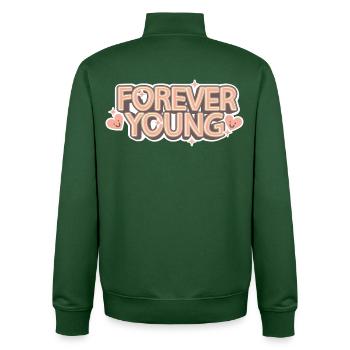 Forever Young – Verspielte Retro-Schrift - Unisex Organic Zip Sweatshirt von Stanley/Stella - Flaschengrün - Hinten - AI Model Male 185 dark (185cm)
