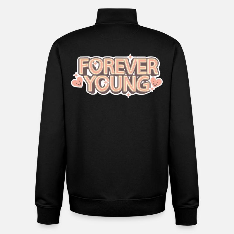 Forever Young – Verspielte Retro-Schrift - Unisex Organic Zip Sweatshirt von Stanley/Stella - Schwarz