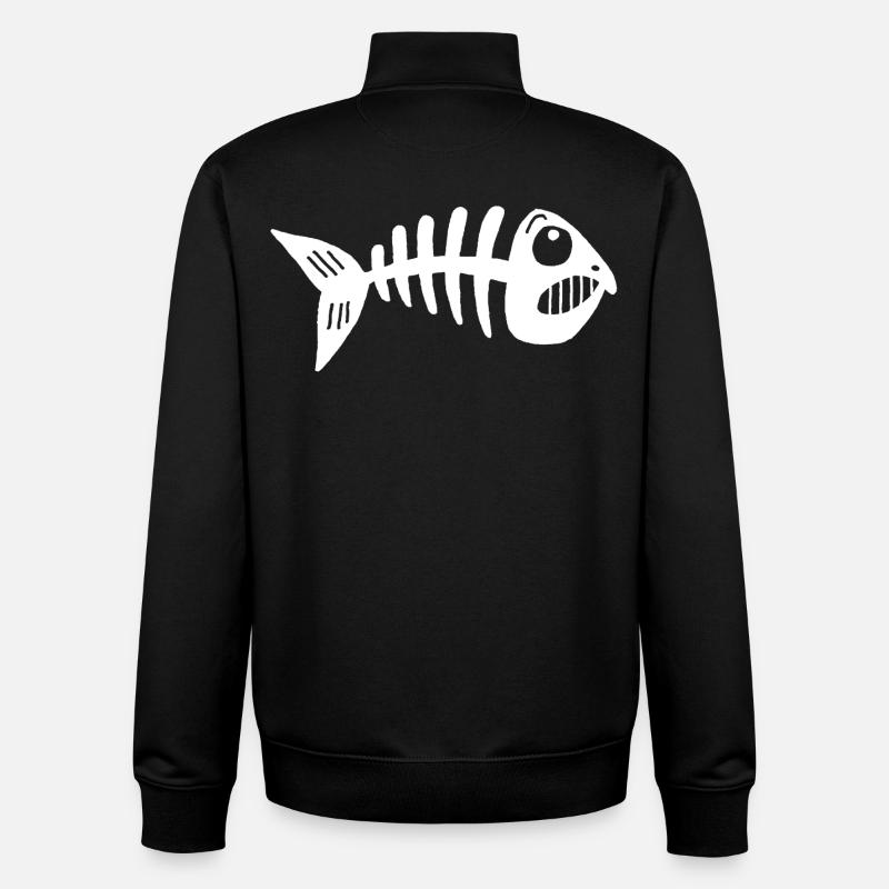 Squelette de poisson - Sweat zippé unisexe en coton bio Stanley/Stella - noir