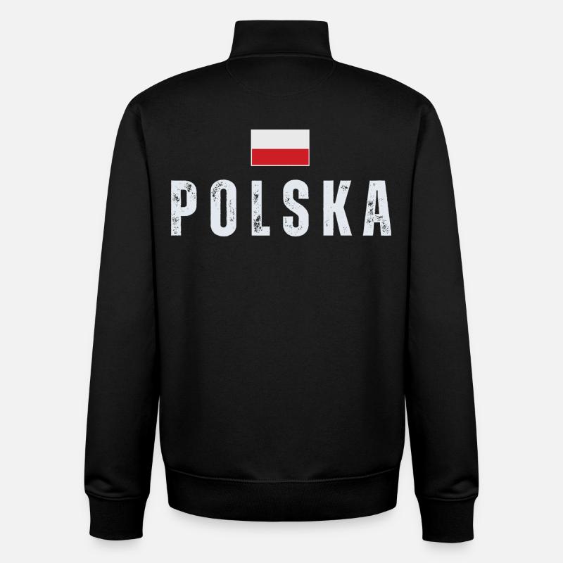 Polish flag, Polish pride - Unisex Organic Zip Sweatshirt by Stanley/Stella - black