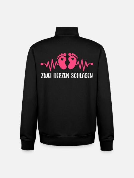 Expectant mother TWO HEARTS BEAT Funny - Unisex Organic Zip Sweatshirt by Stanley/Stella - black