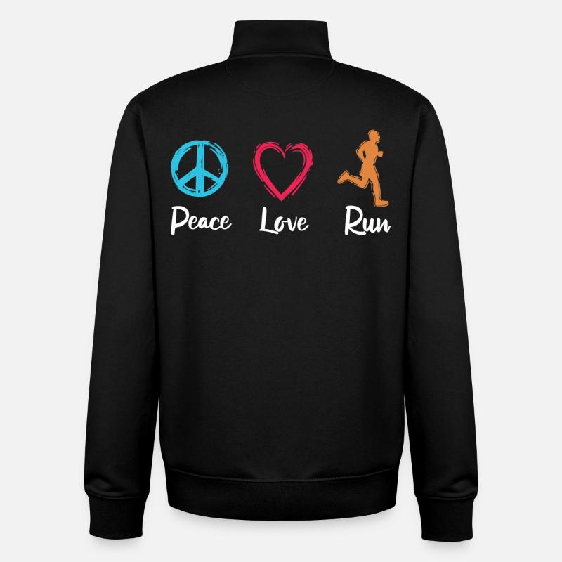 Peace Love Running - Sweat zippé unisexe en coton bio Stanley/Stella - noir