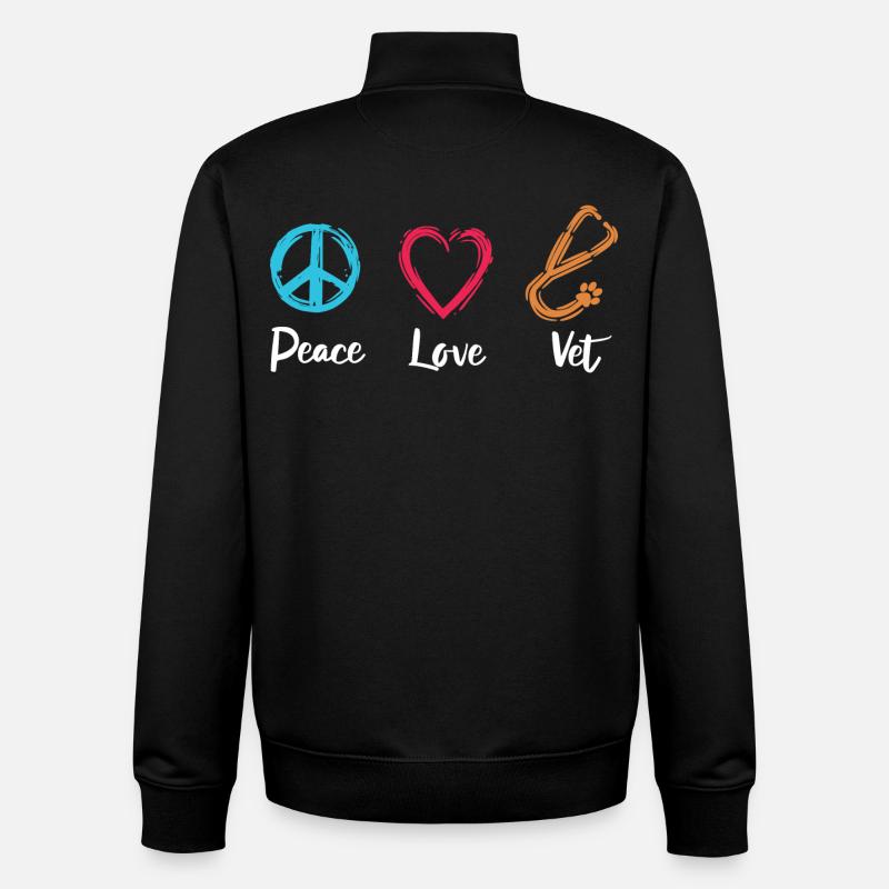 Frieden Liebe Tierarzt - Unisex Organic Zip Sweatshirt von Stanley/Stella - Schwarz