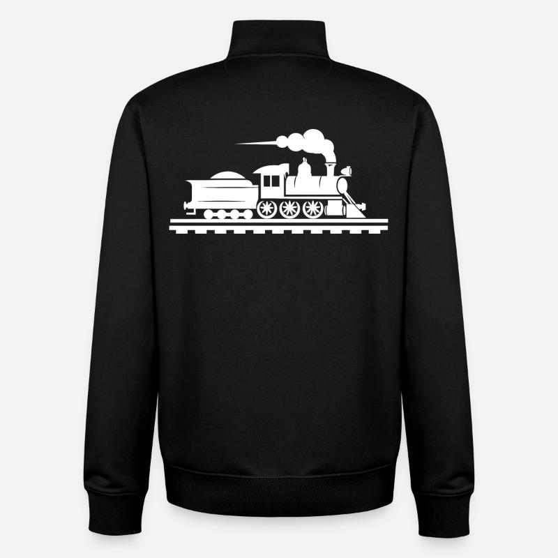 Eisenbahn Zeichnung - Unisex Organic Zip Sweatshirt von Stanley/Stella - Schwarz