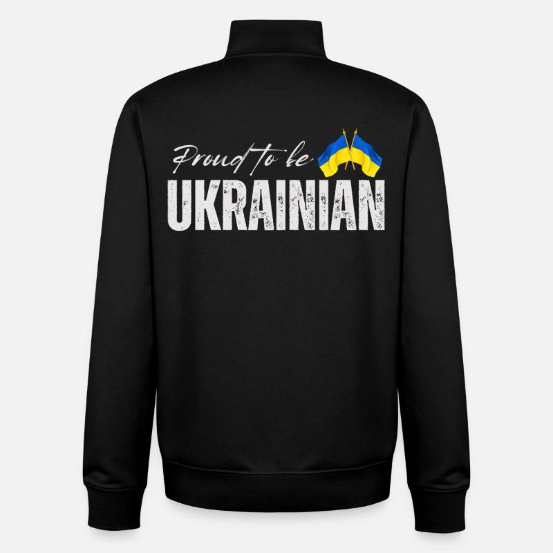 Fier Ukrainien, j’adore l’Ukraine - Sweat zippé unisexe en coton bio Stanley/Stella - noir