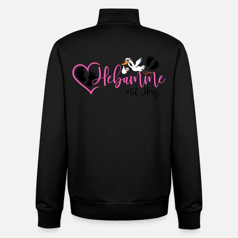 Hebamme mit Herz  - Unisex Organic Zip Sweatshirt von Stanley/Stella - Schwarz
