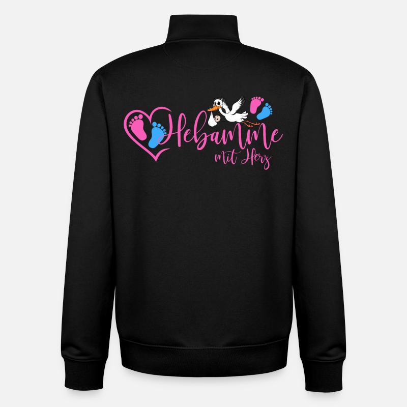 Hebamme mit Herz  - Unisex Organic Zip Sweatshirt von Stanley/Stella - Schwarz