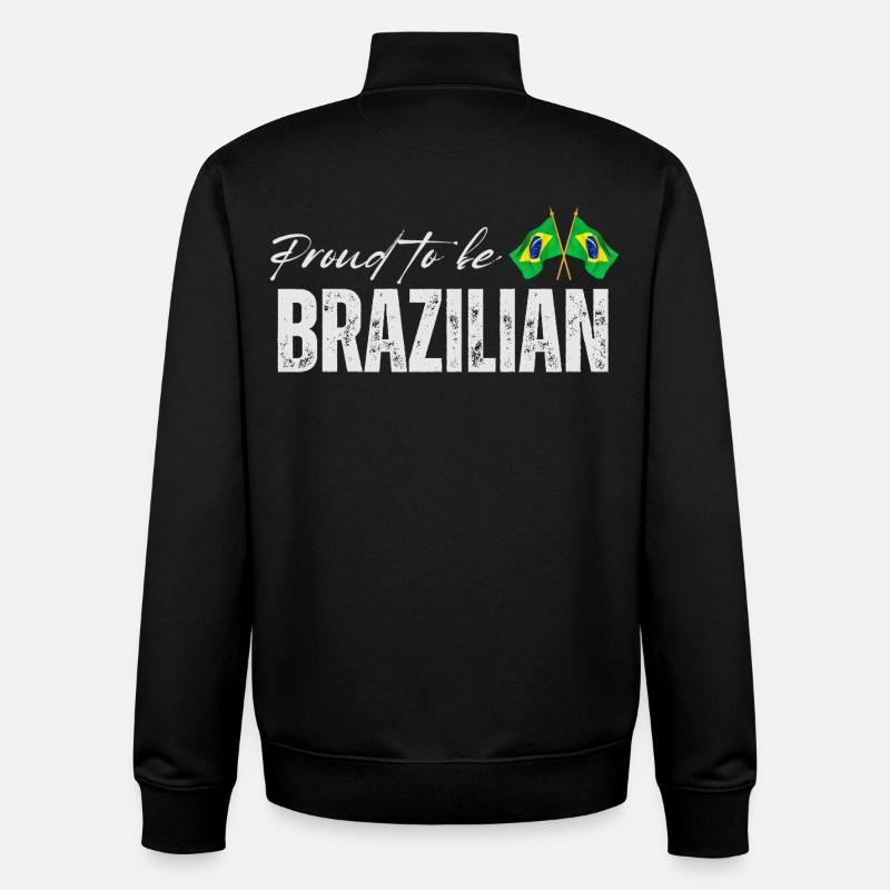 Fierté brésilienne, j'aime le Brésil - Sweat zippé unisexe en coton bio Stanley/Stella - noir