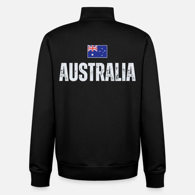 Flag Australia, j’adore l’Australie - Sweat zippé unisexe en coton bio Stanley/Stella - noir