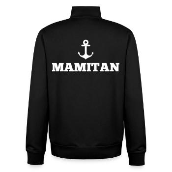 Mamitän Lustiges Wortspiel Kapitän Mama Anker - Unisex Organic Zip Sweatshirt von Stanley/Stella - Schwarz - Hinten - AI Model Male 185 light (185cm)