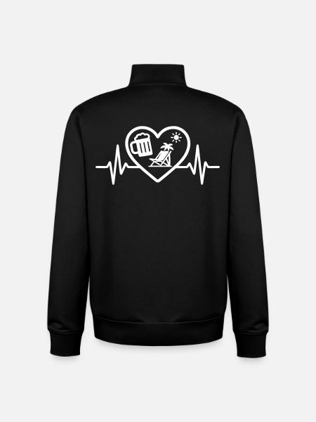 Heart Beer Holiday Sun Humor - Unisex Organic Zip Sweatshirt by Stanley/Stella - black