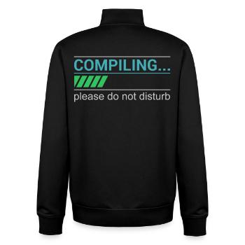 Funny Programmer T-Shirt - Compiling Please - Unisex Organic Zip Sweatshirt by Stanley/Stella - black - Back - AI Model Male 185 light (185cm)