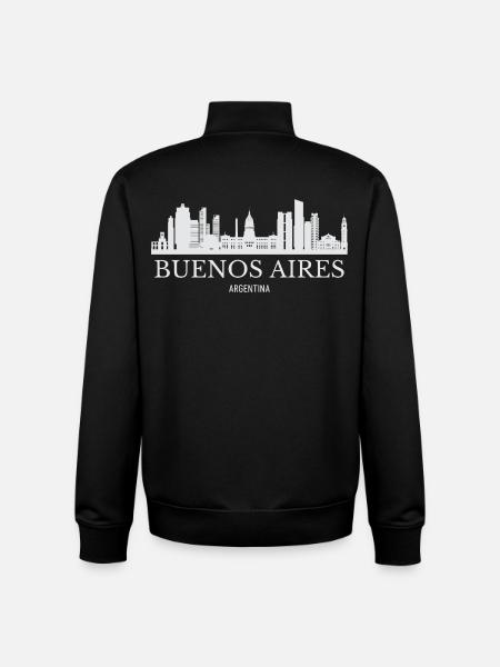 Buenos Aires Skyline, Buenos Aires Argentine - Sweat zippé unisexe en coton bio Stanley/Stella - noir