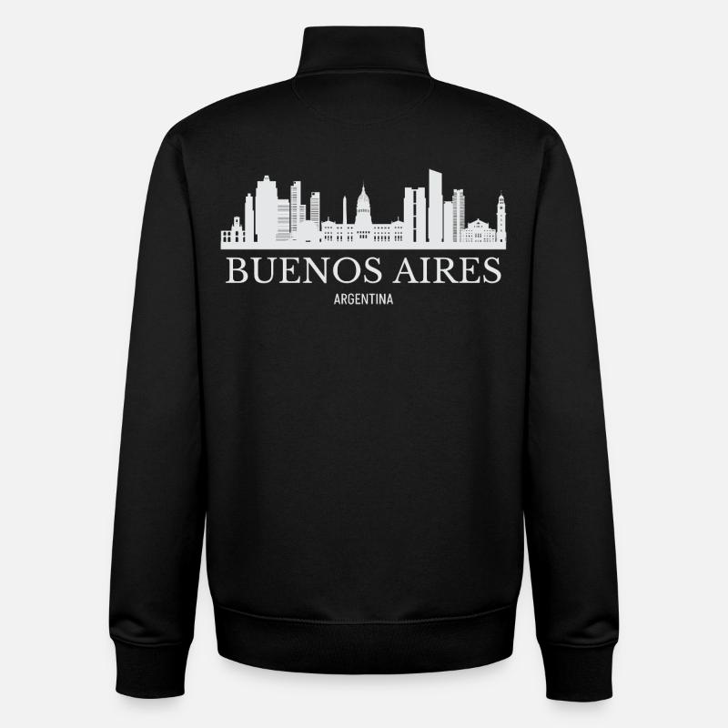 Buenos Aires Skyline, Buenos Aires Argentine - Sweat zippé unisexe en coton bio Stanley/Stella - noir