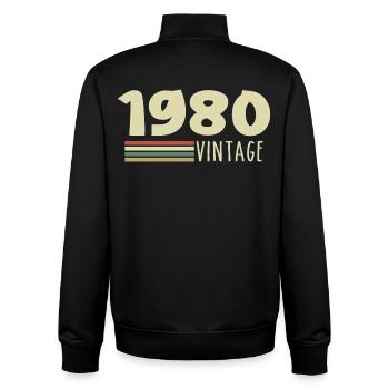1980-Jubiläum-1980-Retro-1980 - Unisex Organic Zip Sweatshirt von Stanley/Stella - Schwarz - Hinten - AI Model Male 185 light (185cm)