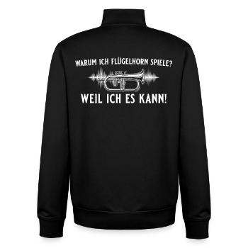 Flügelhorn spielen? Weil ich es kann! – Hornist - Unisex Organic Zip Sweatshirt von Stanley/Stella - Schwarz - Hinten - AI Model Male 185 light (185cm)
