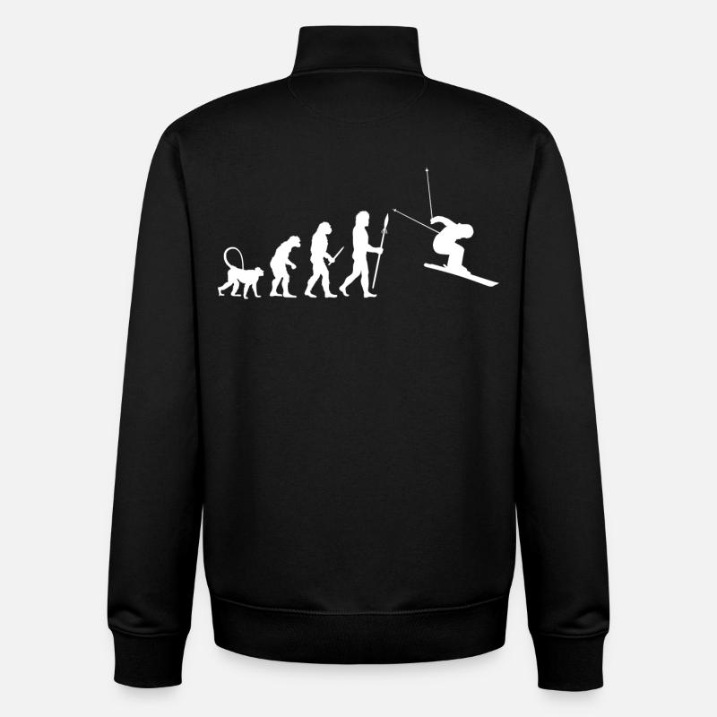 Skiing Evolution - Unisex Organic Zip Sweatshirt by Stanley/Stella - black
