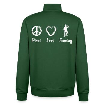 Peace Love Fencing - Unisex Organic Zip Sweatshirt von Stanley/Stella - Flaschengrün - Hinten - AI Model Male 185 dark (185cm)