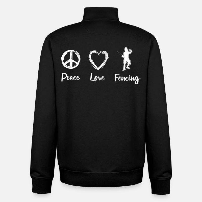 Paix Amour Escrime - Sweat zippé unisexe en coton bio Stanley/Stella - noir