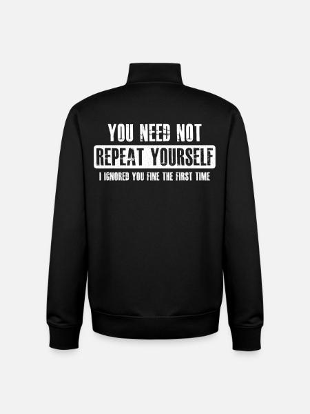 you need not repeat yourself - Unisex Organic Zip Sweatshirt by Stanley/Stella - black
