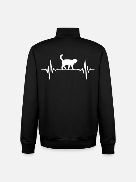 Cat Heartbeat ECG - Unisex Organic Zip Sweatshirt by Stanley/Stella - black