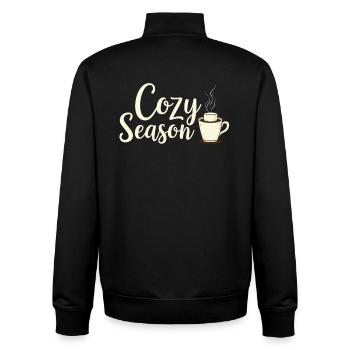 Cozy Season Autumn Drink - Unisex Organic Zip Sweatshirt by Stanley/Stella - black - Back - AI Model Male 185 light (185cm)