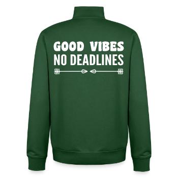 No deadlines - Unisex Organic Zip Sweatshirt by Stanley/Stella - bottle green - Back - AI Model Male 185 dark (185cm)