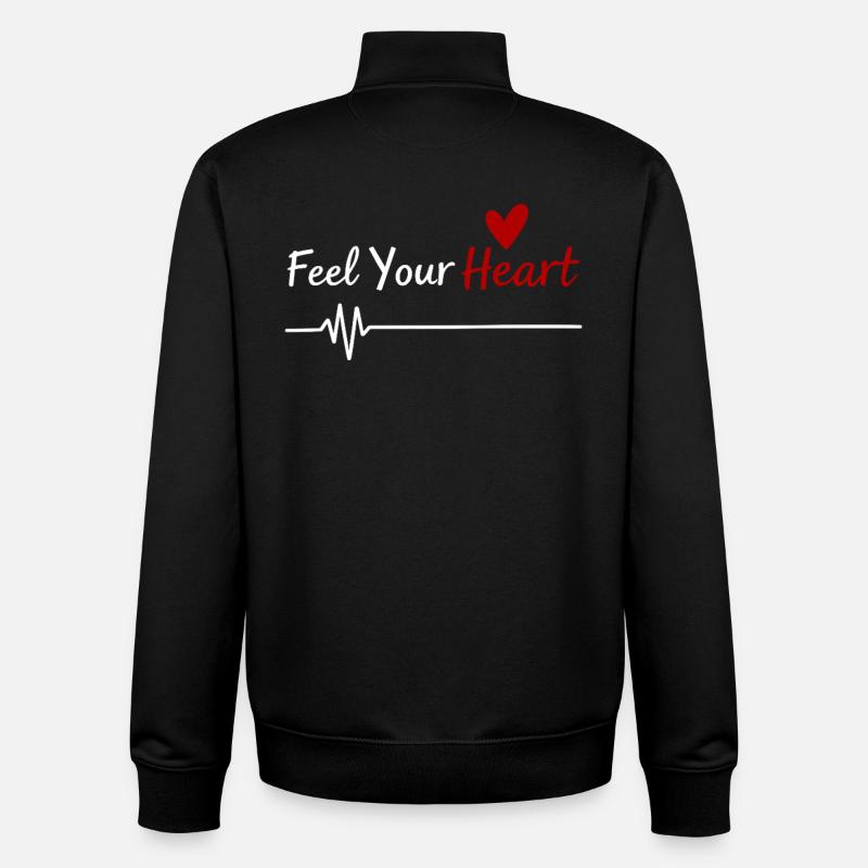 Feel Your Heart Statement Spruch - Unisex Organic Zip Sweatshirt von Stanley/Stella - Schwarz
