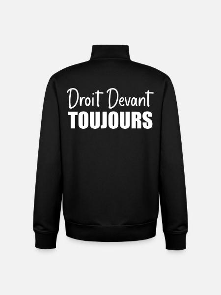 Droit devant, toujours. - Sweat zippé unisexe en coton bio Stanley/Stella - noir