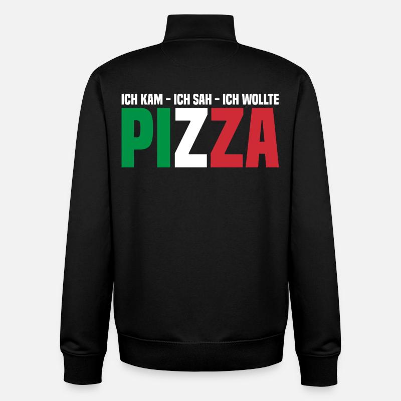 Manger de la pizza - Sweat zippé unisexe en coton bio Stanley/Stella - noir