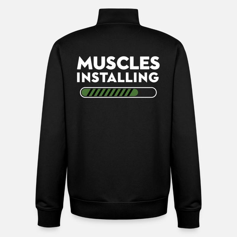 Muscles Installing Progress Graphic - Unisex Organic Zip Sweatshirt by Stanley/Stella - black