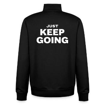 JUST KEEP GOING Motivation Saying Sports - Unisex Organic Zip Sweatshirt by Stanley/Stella - black - Back - AI Model Male 185 light (185cm)