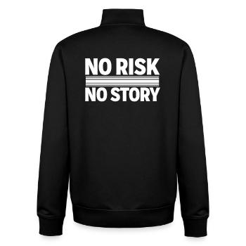 NO RISK NO STORY Adventure Statement - Unisex Organic Zip Sweatshirt by Stanley/Stella - black - Back - AI Model Male 185 light (185cm)
