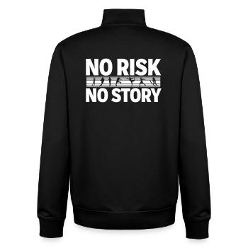 NO RISK NO STORY Sports Adventure Statement - Unisex Organic Zip Sweatshirt by Stanley/Stella - black - Back - AI Model Male 185 light (185cm)