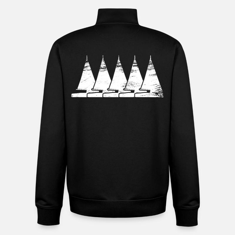 Sailing Ship Drawing - Unisex Organic Zip Sweatshirt by Stanley/Stella - black