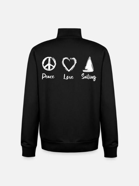 Peace Love Sailing - Sweat zippé unisexe en coton bio Stanley/Stella - noir