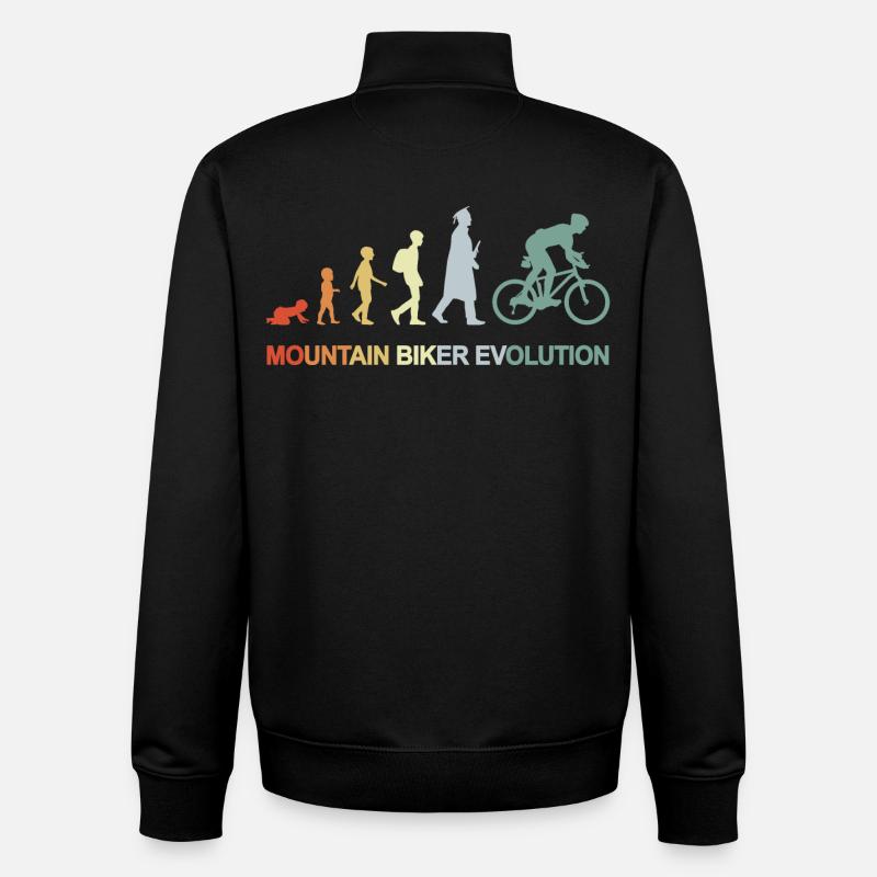 Évolution du vététiste - Sweat zippé unisexe en coton bio Stanley/Stella - noir