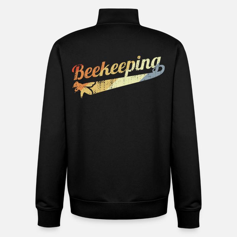Apiculture vintage - Sweat zippé unisexe en coton bio Stanley/Stella - noir