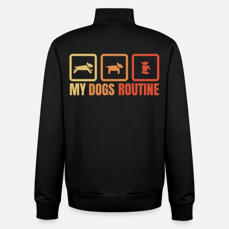 La routine de mon chien - Sweat zippé unisexe en coton bio Stanley/Stella - noir