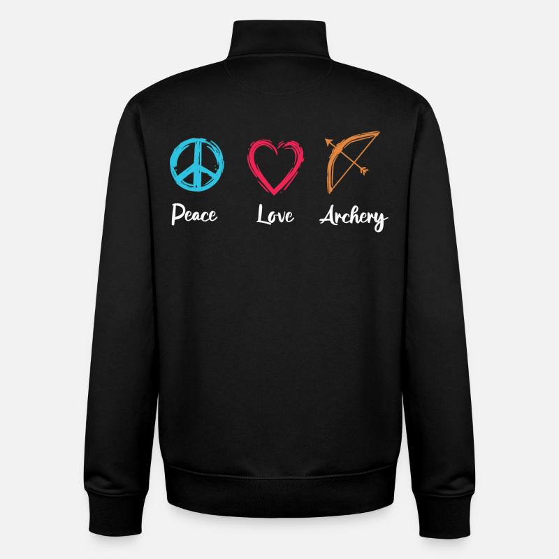 Frieden Liebe Bogenschießen - Unisex Organic Zip Sweatshirt von Stanley/Stella - Schwarz