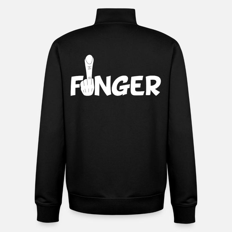 Le doigt (blanc) - Sweat zippé unisexe en coton bio Stanley/Stella - noir