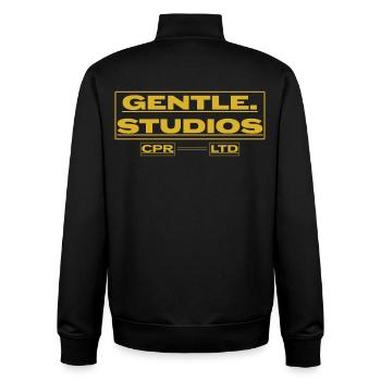 Gentle Studios – Minimalist Branding - Unisex Organic Zip Sweatshirt by Stanley/Stella - black - Back - AI Model Male 185 light (185cm)