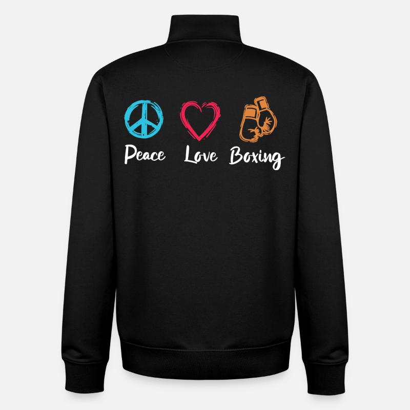 Peace Love Boxe - Sweat zippé unisexe en coton bio Stanley/Stella - noir