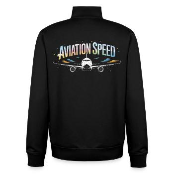 Flugdruck von Passagierflugzeugen mit Fluggeschwindigkeit - Unisex Organic Zip Sweatshirt von Stanley/Stella - Schwarz - Hinten - AI Model Male 185 light (185cm)