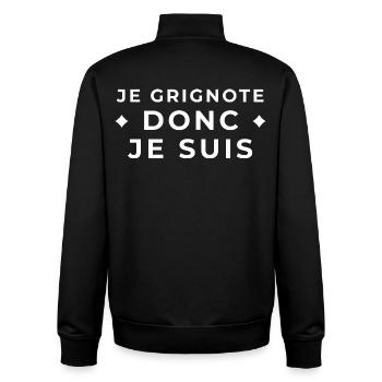 I Snack Therefore I Am - Gourmet Humor - Unisex Organic Zip Sweatshirt by Stanley/Stella - black - Back - AI Model Male 185 light (185cm)