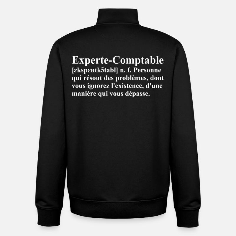 Experte-Comptable Définition - Sweat zippé unisexe en coton bio Stanley/Stella - noir