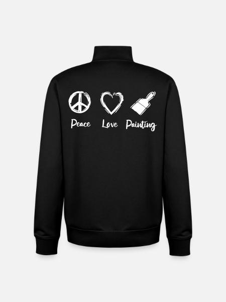 Peace Love Painting - Unisex Organic Zip Sweatshirt by Stanley/Stella - black